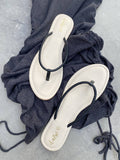 Noodle Strap White Casual Slippers