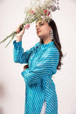 Brilliant Blue Leheriya Silk Chanderi Kurta And Pant Set