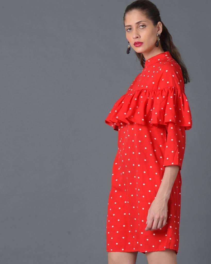 Polka Ruffle Detail Dress - Nuaah | An Indian Bazaar - DRESS