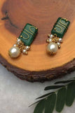 Emerald Stone and Pearl Stud Earrings