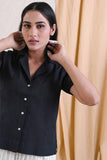 Notched Collar Top - Black