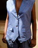 Blue Opal Notch Collar Vest Pants Co-Ord Set