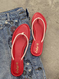 Noodle Strap Red Casual Slippers