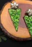 Green Glass Dangler Earrings