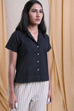 Notched Collar Top - Black