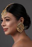 Gold Tone Kundan Inspired Mang Tikka With Earrings