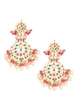 Pearl & Pink Beaded Kundan Handcrafted Mang Tikka With Earrings