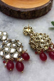 Red Stone and Kundan Chandelier Earrings - Nuaah | An Indian Bazaar - Earrings