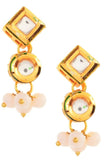 White Gold Tone Kundan Onyx Choker Necklace With Earrings