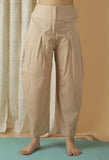 Mulmul Cotton Black Top And Beige Pleated Harem Pants (Set Of 2)