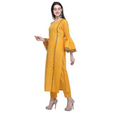 Gold Kameez With Flared Sleeves