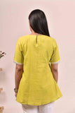 Laser Yellow Solid Fit And Flare Cotton Top