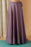Mulmul Cotton Plum Kaftan Top With Lilac Flared Skirt (Set Of 2)