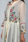 Floral Applique Sheer Gathered Tunic