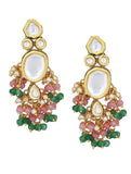 Pink Green Gold Tone Kundan Necklace With Earrings - Nuaah | An Indian Bazaar - NECKLACE SETS
