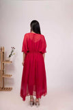 Enchanting Sheer Georgette Red Dress