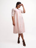 White Pink Striped Flared Dress