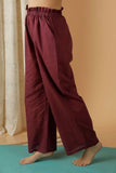 Solid Premium Cotton Fabric Ruched Wide Leg Pants