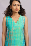Chanderi Tie And Dye Turquise Dress