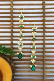 Green Kundan and Pearl Long Dangler Earrings
