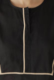 Mulmul Cotton Black Top And Beige Pleated Harem Pants (Set Of 2)