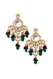 Emerald Beaded Kundan Inspired Mang Tikka With Earrings