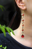 Red Kundan and Pearl Long Dangler Earrings - Nuaah | An Indian Bazaar - Earrings